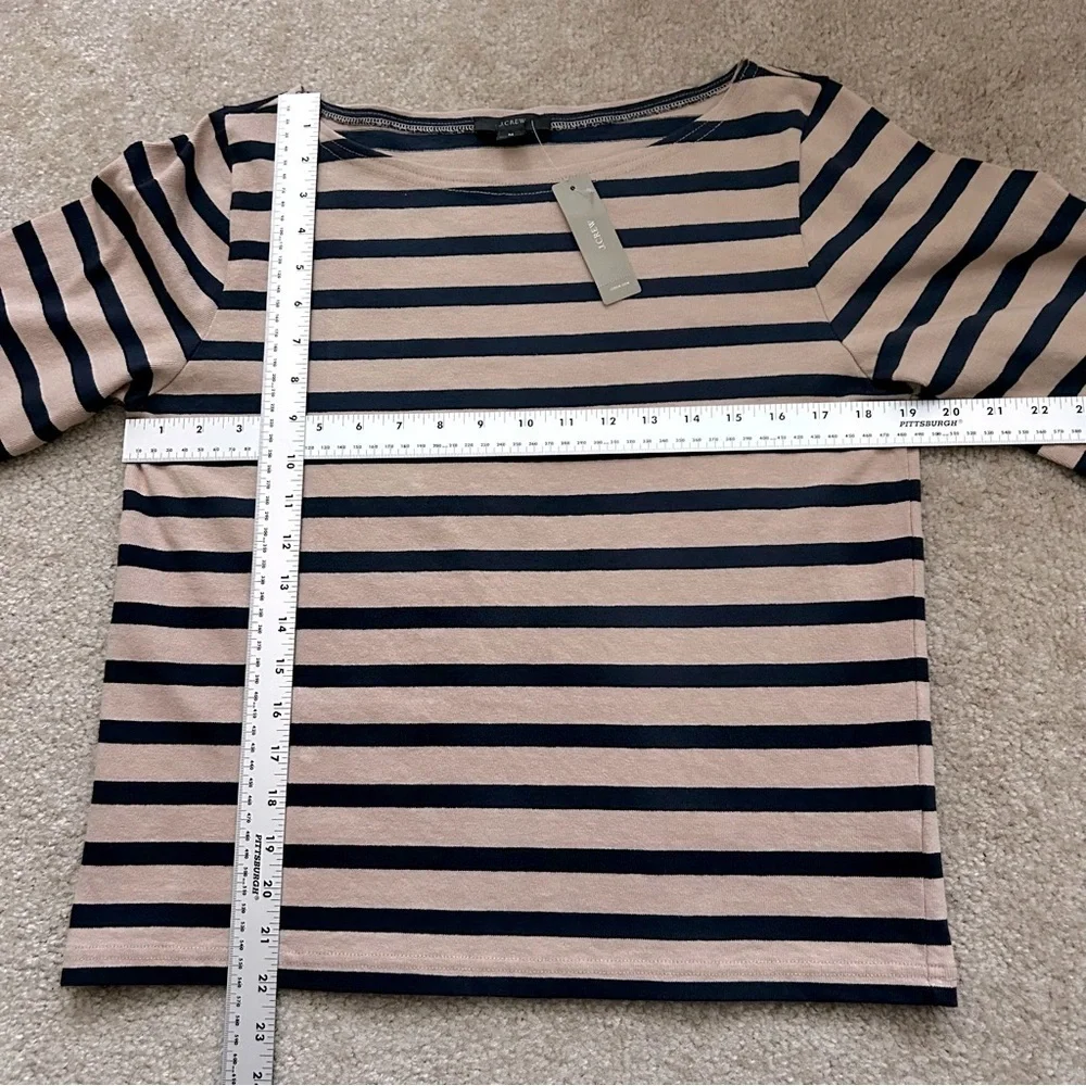 J. Crew Nautical Navy & Tan Striped Boatneck Top